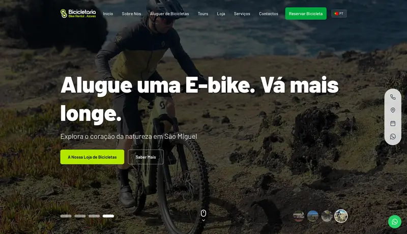 Website Bicicletaria Azores — Aluguer · Site informativo